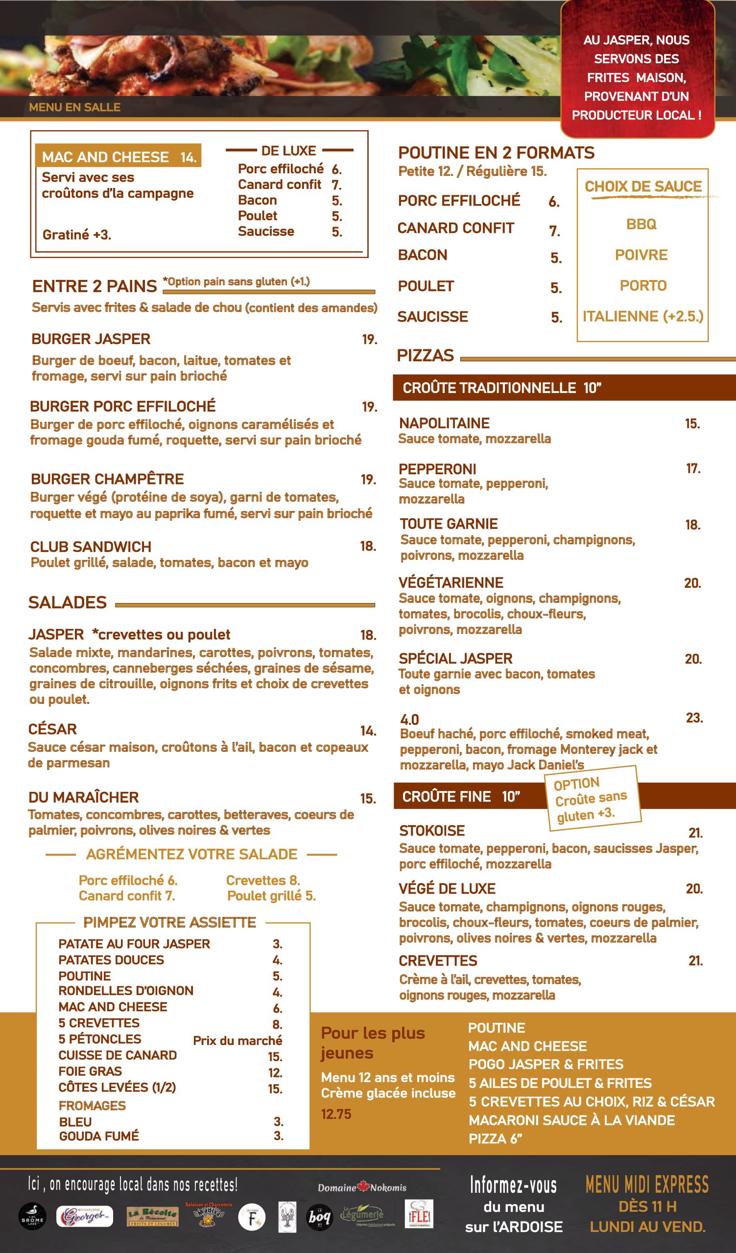 Brasserie Le Jasper - Menu en Salle